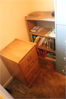 Wood bookcase and two drawer file