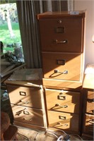 Three two drawer wood file units