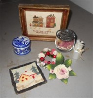 Lot of Misc. with Porcelain Flower Made in Italy