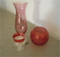 3 Piece Lot of Clear and Pink Glass Items