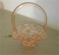 Pink Glass Basket 5"by6"