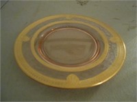 Pink Glass Gold Rimmed Plate