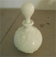 Beautiful White Milk Glass Decanter 10"Tall