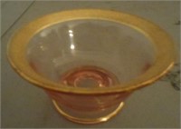 Gold Rimmed Pink Glass Bowl