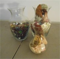 3 Vases 1 with Glass Decoration Beads