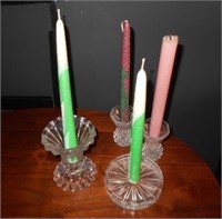4 Piece Lot of Glass Candle Holders