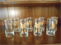 8 Gold Leaf Glass Cups