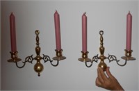 2 Wall Mount Brass Candle Holders 12"by11"