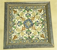Lot 1393 - Tile top table with wrought iron