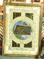 Lot 1387 - Leaded and stained glass window with