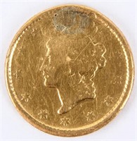 Coin 1851 United States Gold Dollar Damaged