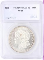 Coin 1878 7TF  Morgan Silver Dollar SEGS AU58