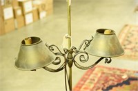 Lot 1364 - Brass and iron double floor lamp