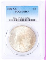 Coin 1883-CC  Morgan Silver Dollar PCGS MS63