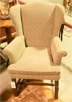 Lot 1350 - Antique wing chair with stretcher