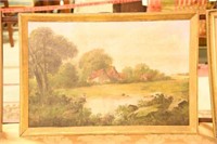 Lot 1347 - Oil painting on canvas depicting a