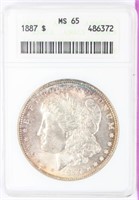 Coin 1887 Morgan Silver Dollar ANACS MS65