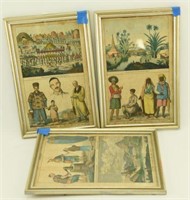 Lot 1323 - (3) Early colored engraving of