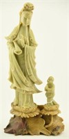Lot 1266 - Chinese soapstone carving of Kuan