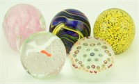 Lot 1245a - (5) Gentile WV Glass paperweights:
