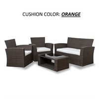 DELANO 4-PIECE PATIO SET WITH ORANGE CUSHIONS