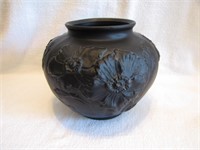 1930's Tiffin Black Amethyst Poppy Vase 5&1/2"