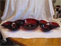 Vtg Coronation Depression Glass Berry Bowl Set