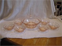 Doric Pink Depression Glass Berry Bowl Set