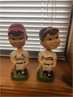 CERAMIC CARDINALS AND BRAVES BOBBLE'S