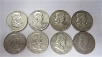 8 FRANKLIN HALF DOLLARS