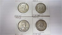 4 FRANKLIN HALF DOLLARS