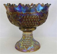 Stippled Grape & Cable ruffled punch bowl & base