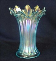 N's Thin Rib 7" squatty vase - ice blue