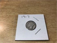 1917 Mercury SILVER Dime in Case