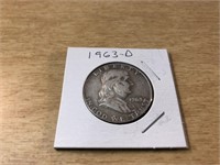 1963-D Silver Franklin Half Dollar in Case