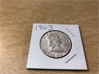 1963 Silver Franklin Half Dollar in Case