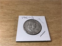 1951-S Silver Franklin Half Dollar in Case
