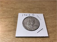 1953-D Silver Franklin Half Dollar in Case