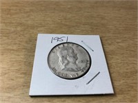 1951 Silver Franklin Half Dollar in Case