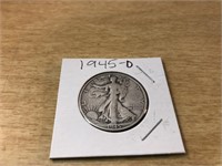 1945-D SILVER Walking Liberty Half Dollar in Case
