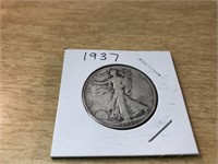 1937 SILVER Walking Liberty Half Dollar in Case