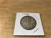 1938 SILVER Walking Liberty Half Dollar in Case