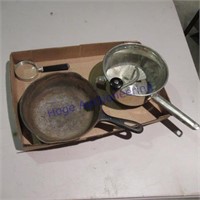 Cast iron pan and food mill