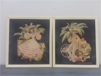 Pair of Benard "Calendar Girl" prints