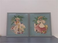 Pair of Benard "Calendar Girl" prints