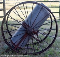 Antique Fire Extinguisher Tank Cart w/ Wheels