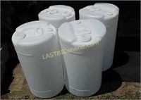 4 white poly 15 gallon drums / barrels