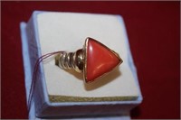 Men's Gold & Sterling Ring w/ natural coral