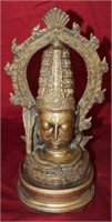 Brass Sculpture of Asian Man w/ cobra