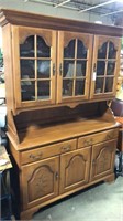 Vintage wooden Hitchcock Glass Shelf Hutch